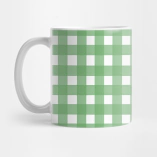 Green and White, Check Grid Mug